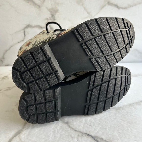 Vegan Leather doc style combat boots floral watercolour design - Picture 9 of 12